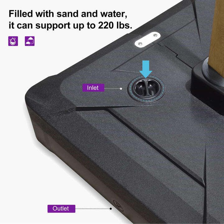 82cm Black Offset Patio Umbrella Base - Sand/Water Filled Square view 3