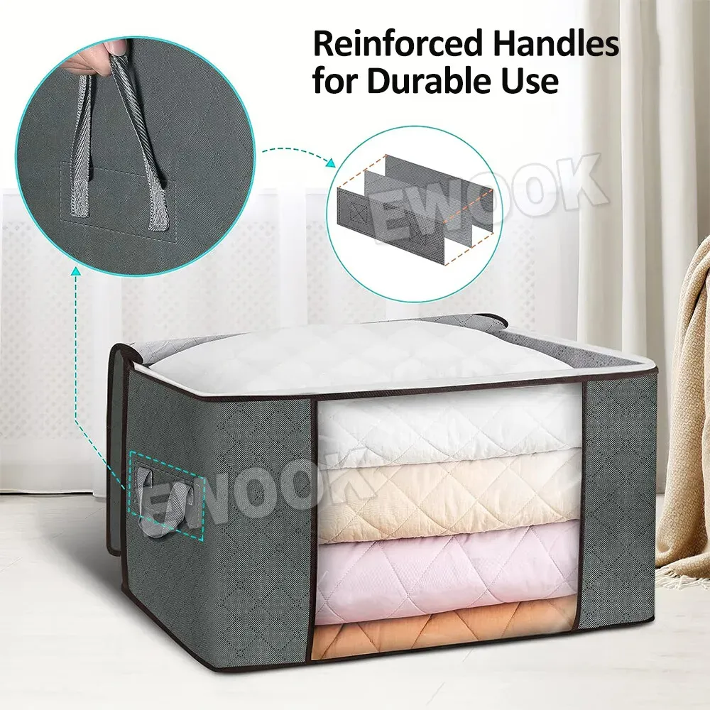 Large Grey Quilt Storage Bags - 6 Pack, 60x40x35cm, Breathable Non-Woven Fabric view 3