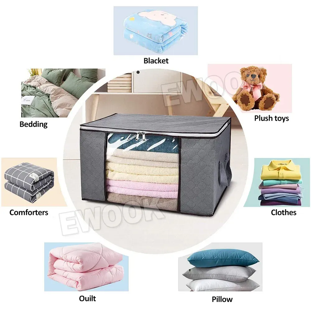 Large Grey Quilt Storage Bags - 6 Pack, 60x40x35cm, Breathable Non-Woven Fabric view 4