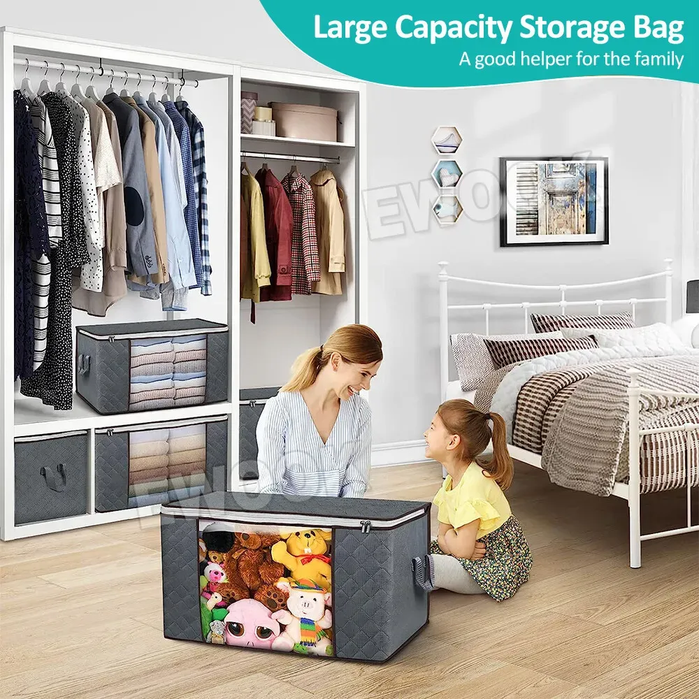 Large Grey Quilt Storage Bags - 6 Pack, 60x40x35cm, Breathable Non-Woven Fabric view 9
