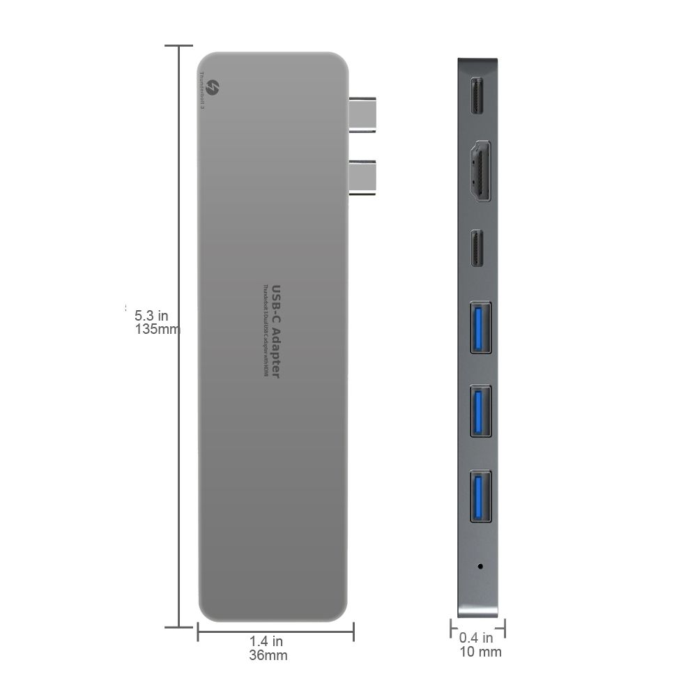 INTACT 9820T 8-in-1 Dual USB-C Adapter for MacBook/Pro HDMI/ view 4