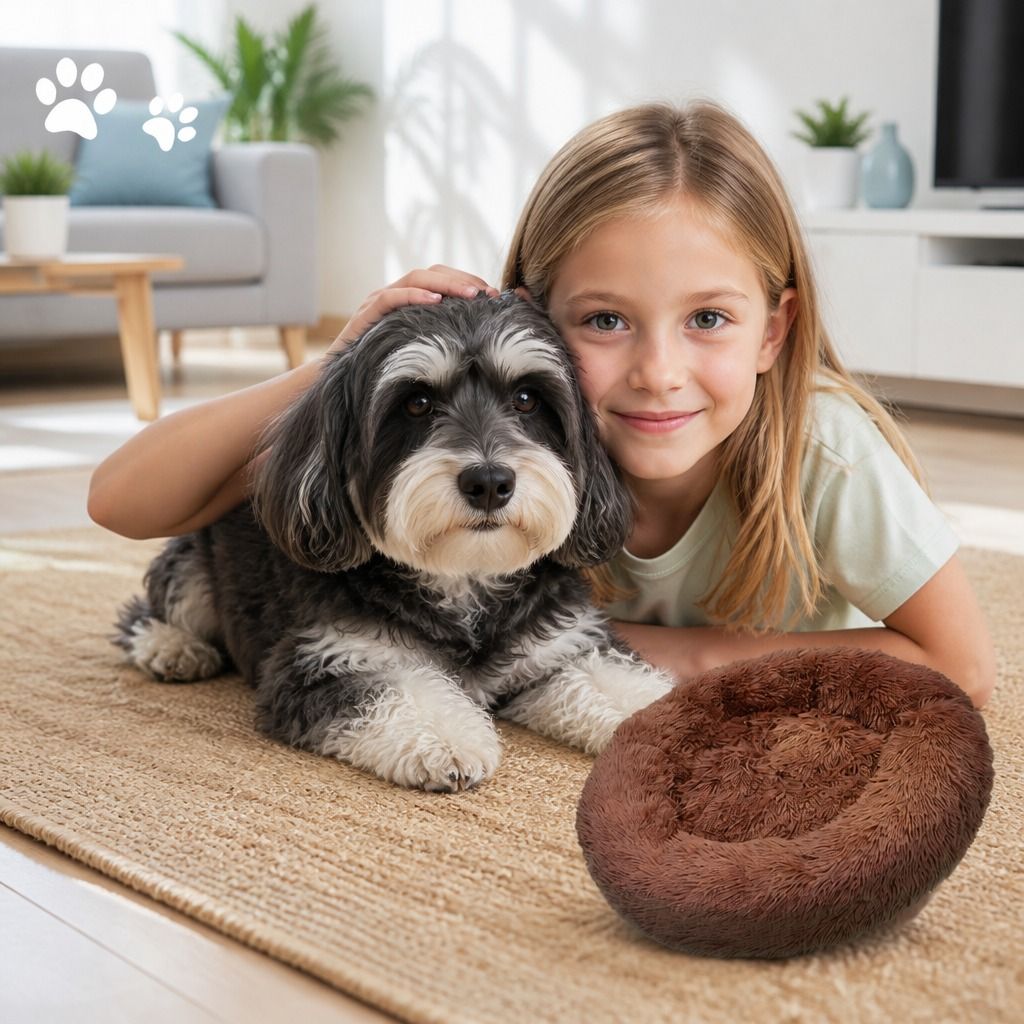 Pet Dog Bed Bedding Warm Plush Round Soft Dog Nest Light Coffee XL 100cm view 11