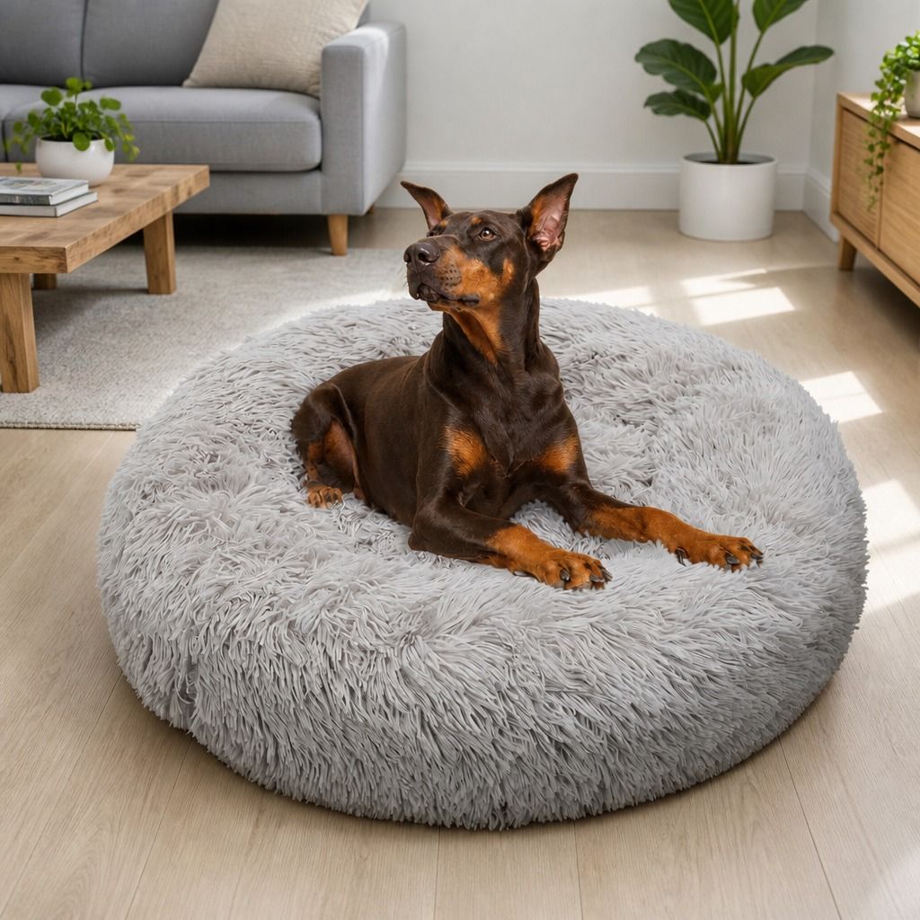 Pet Dog Bed Bedding Warm Plush Round Comfortable Dog Nest Light Grey Large view 12