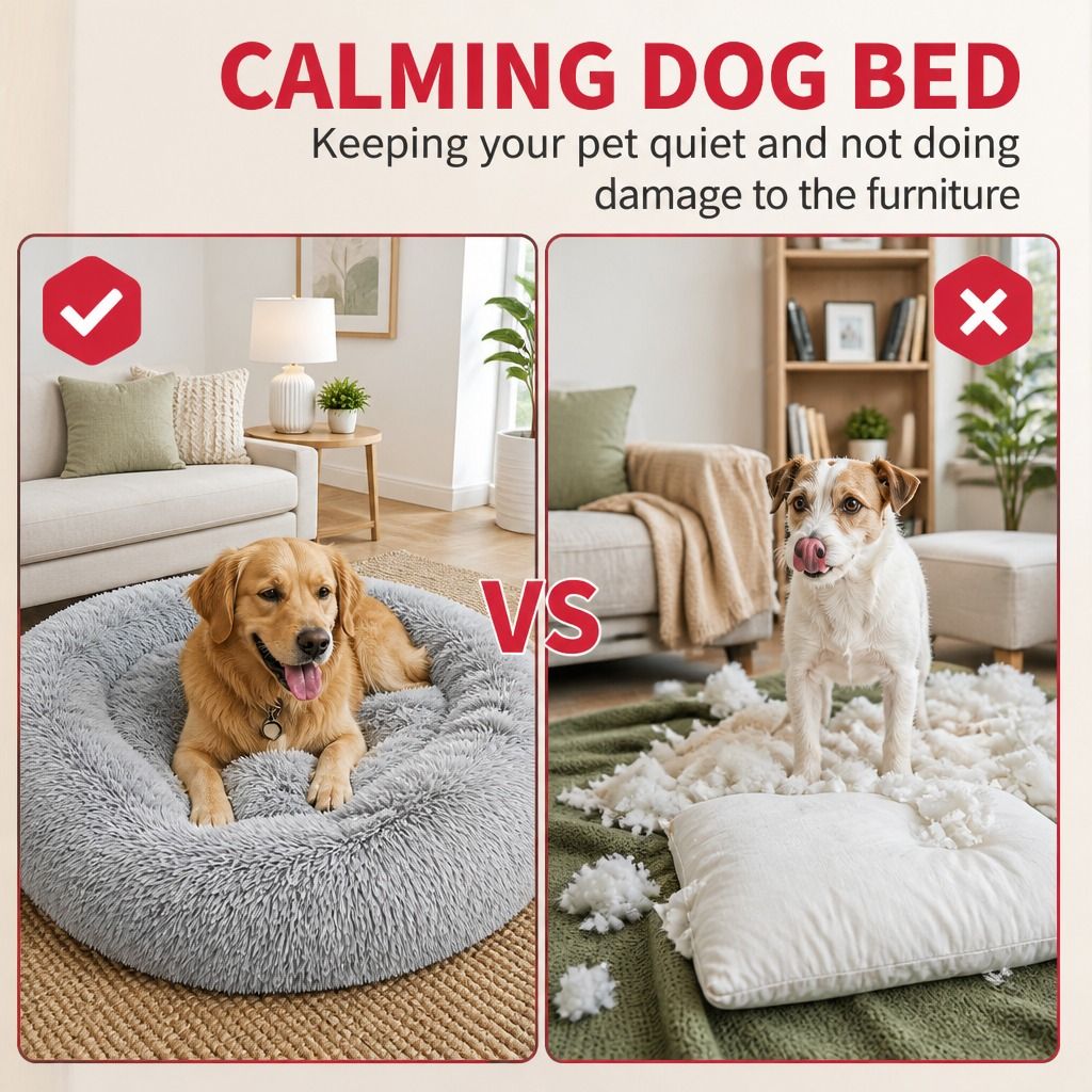Pet Dog Bedding Warm Plush Round Comfortable Nest Comfy Sleep Kennel XXL view 3