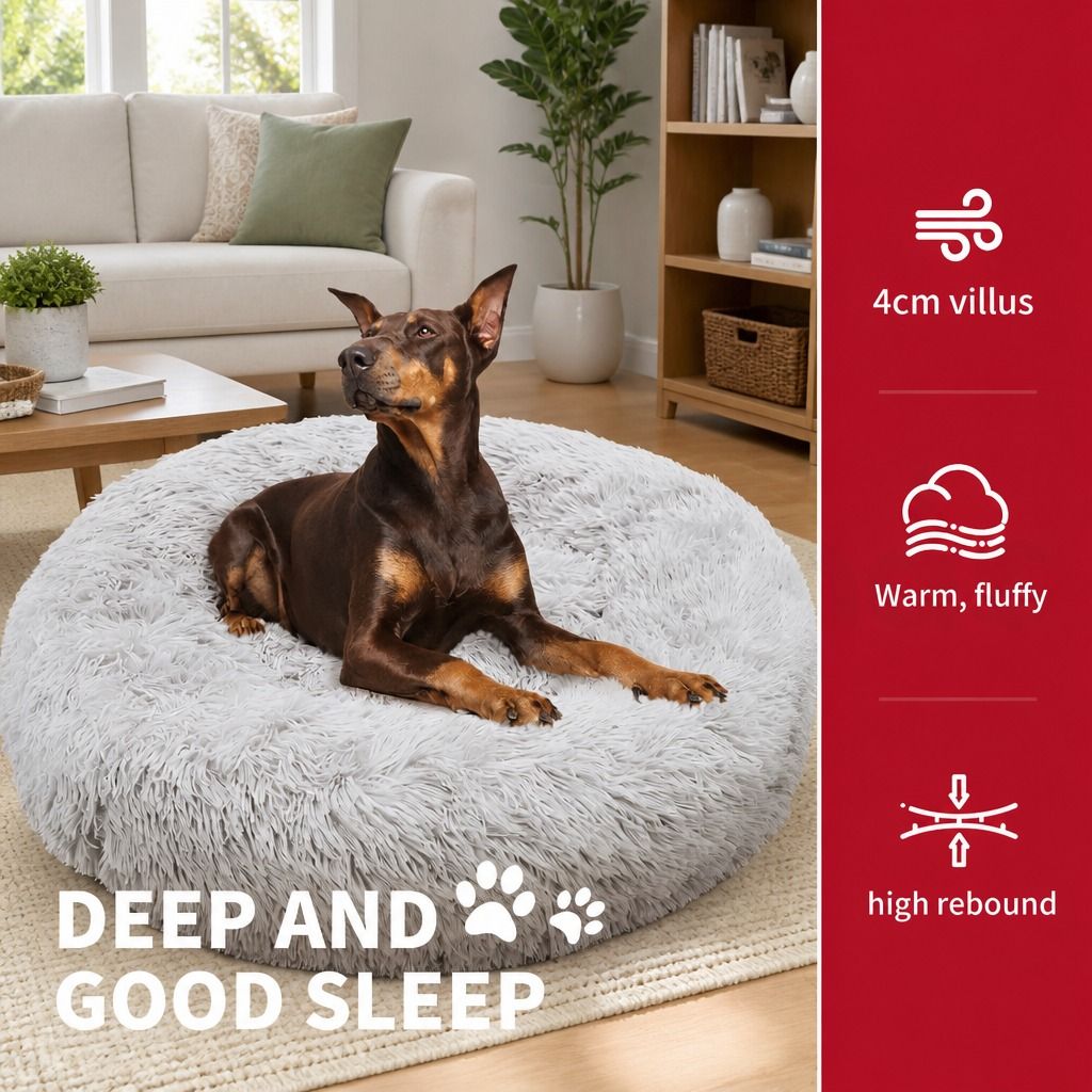 Pet Dog Bedding Warm Plush Round Comfortable Nest Comfy Sleep Kennel XXL view 4