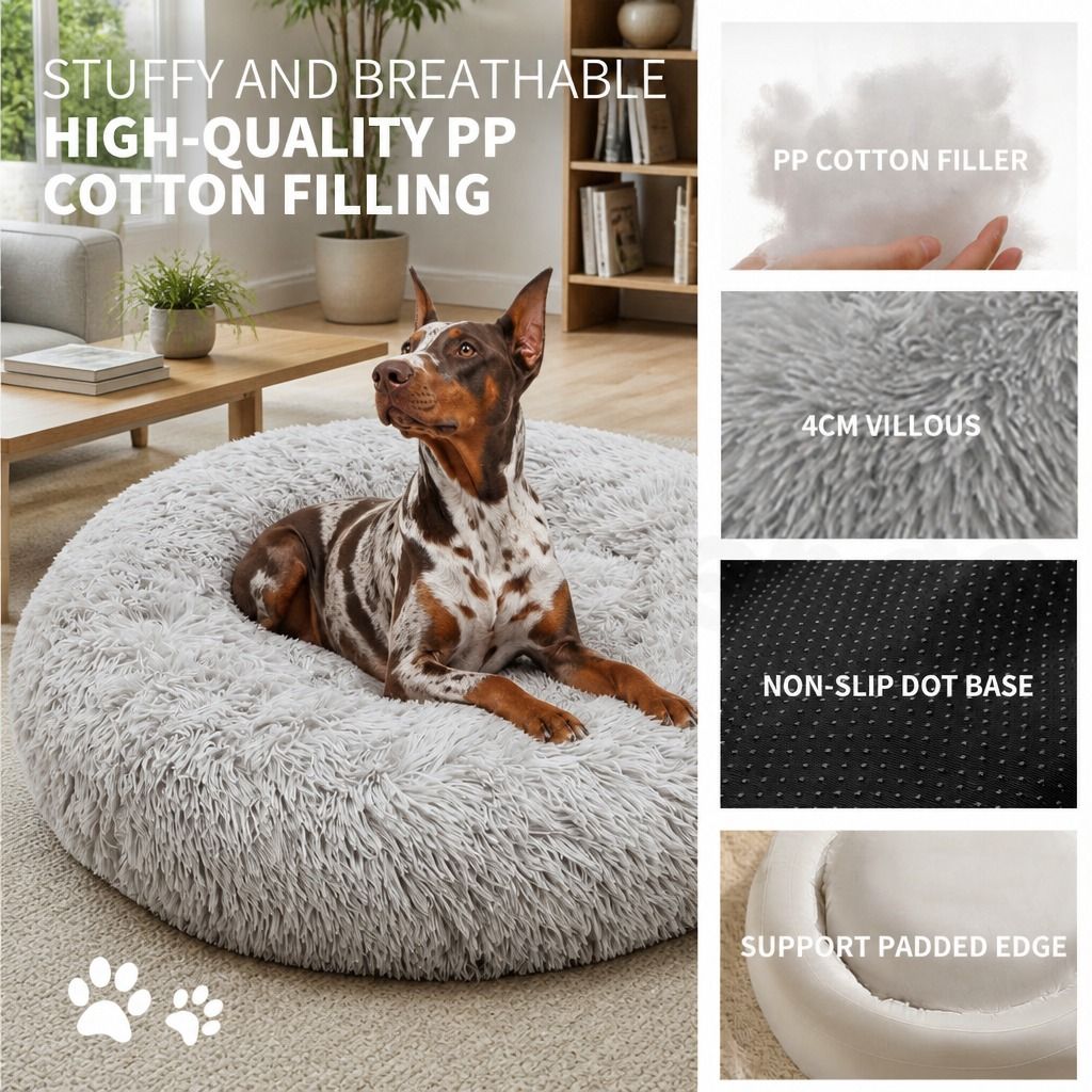 Pet Dog Bedding Warm Plush Round Comfortable Nest Comfy Sleep Kennel XXL view 7