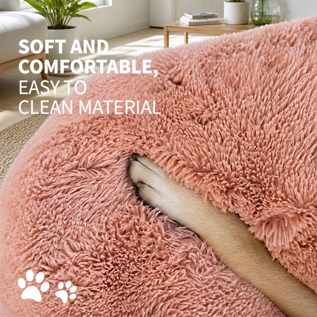 Pet Dog Bedding Warm Plush Round Comfortable Nest Comfy Sleep kennel Pink XL 100 view 6