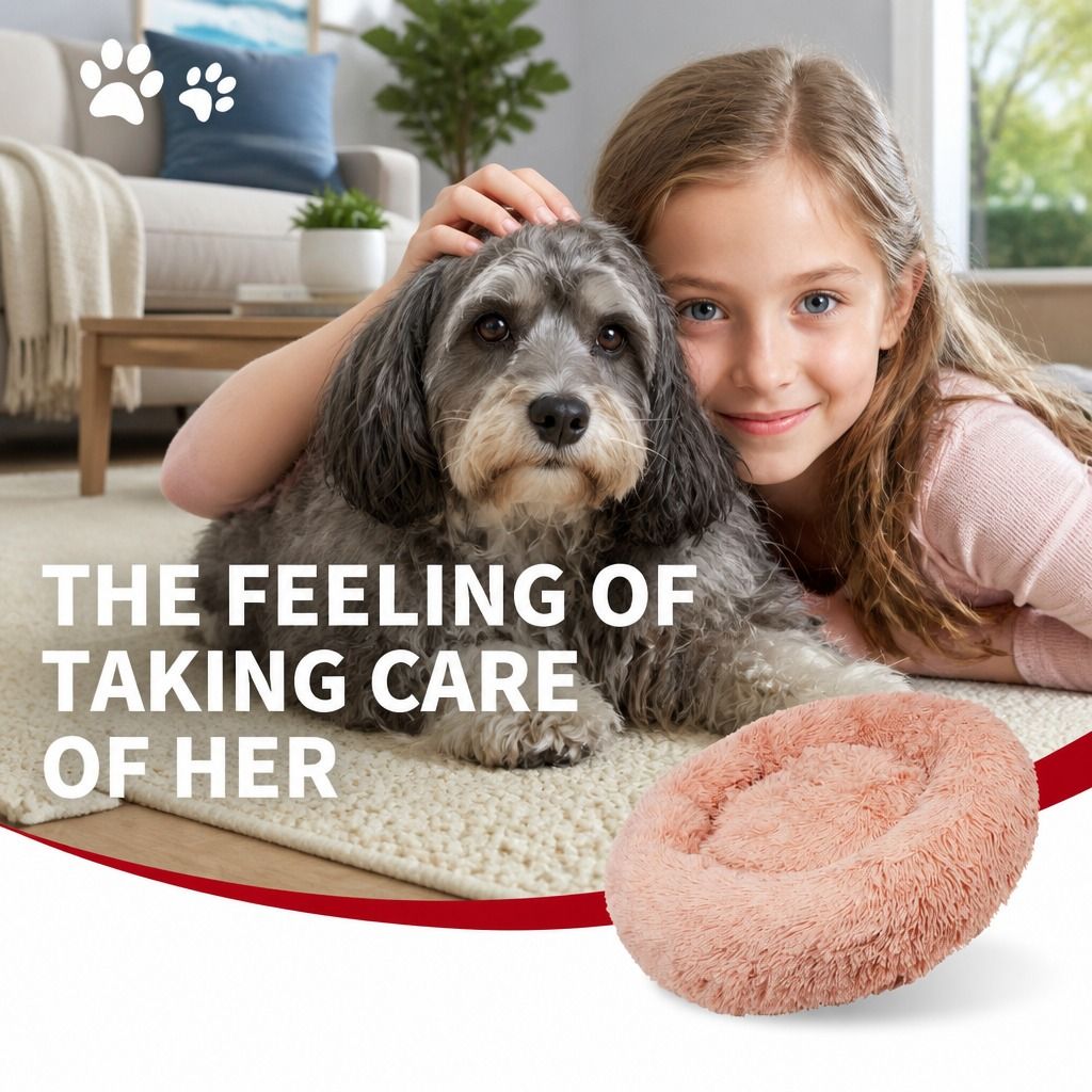 Pet Dog Bedding Warm Plush Round Comfortable Nest Comfy Sleep kennel Pink XL 100 view 11