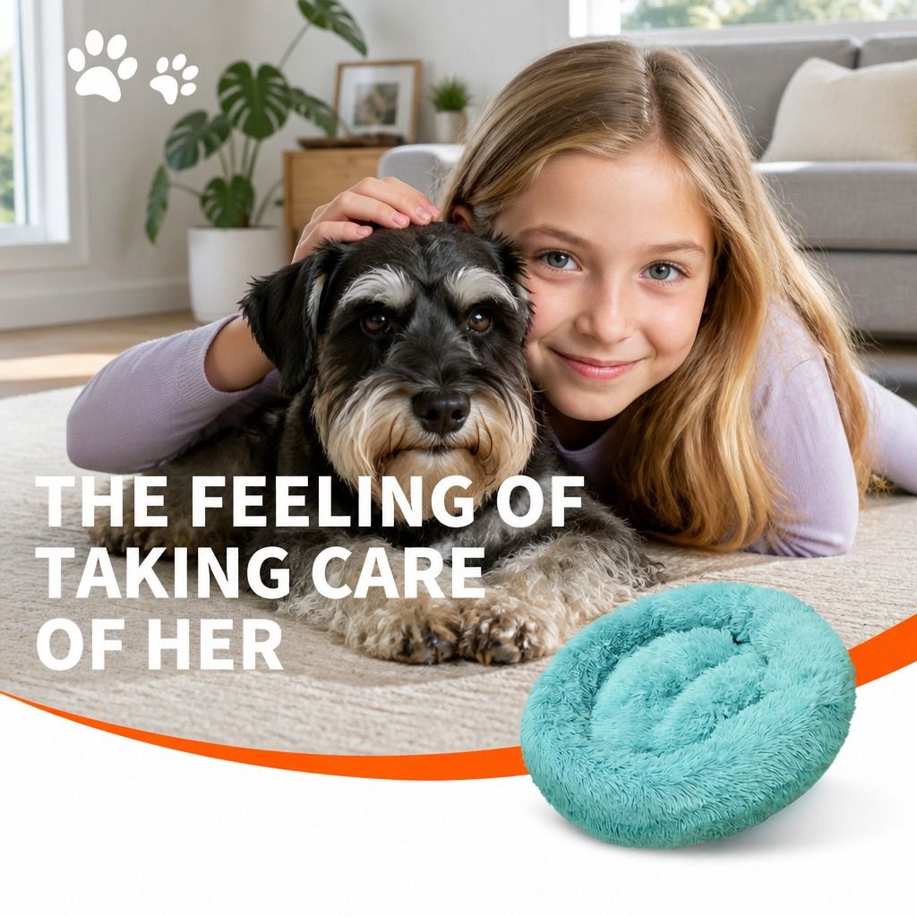 Pet Dog Bedding Warm Plush Round Comfortable Nest Comfy Sleep kennel Green 120cm view 10