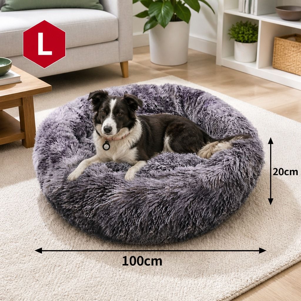 Pet Bed Dog Cat Calming Bed Sleeping Comfy Cave Washable Mat Extra Large 100cm view 2