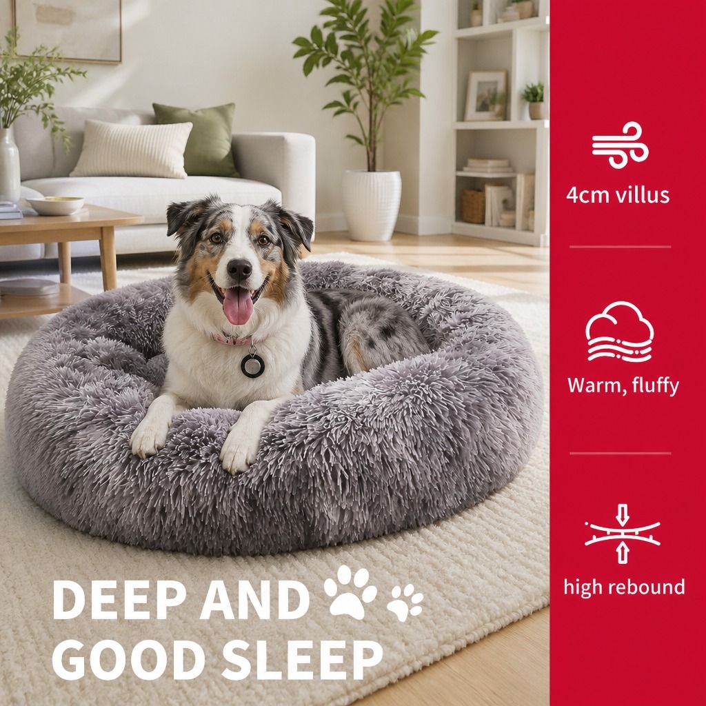Pet Bed Dog Cat Calming Bed Sleeping Comfy Cave Washable Mat Extra Large 100cm view 4