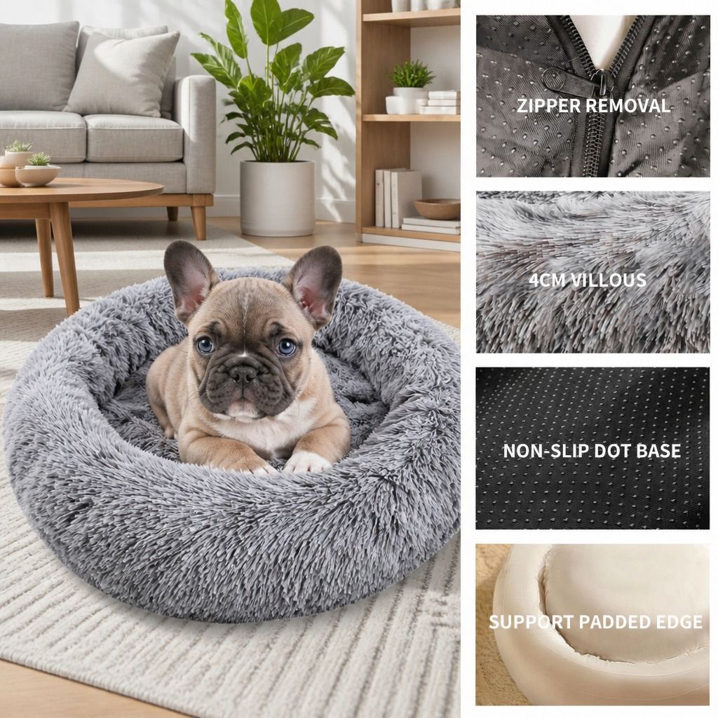 Pet Bed Dog Cat Calming Bed Sleeping Comfy Cave Washable Mat Extra Large 100cm view 7