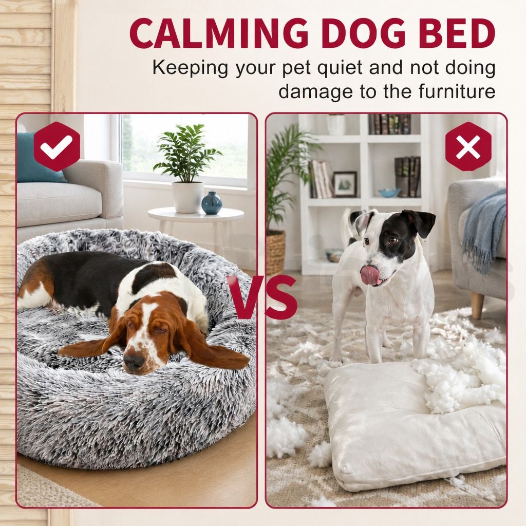 Pet Dog Cat Calming Bed Warm Soft Plush Sleeping Kennel Removable Washable 120cm view 4