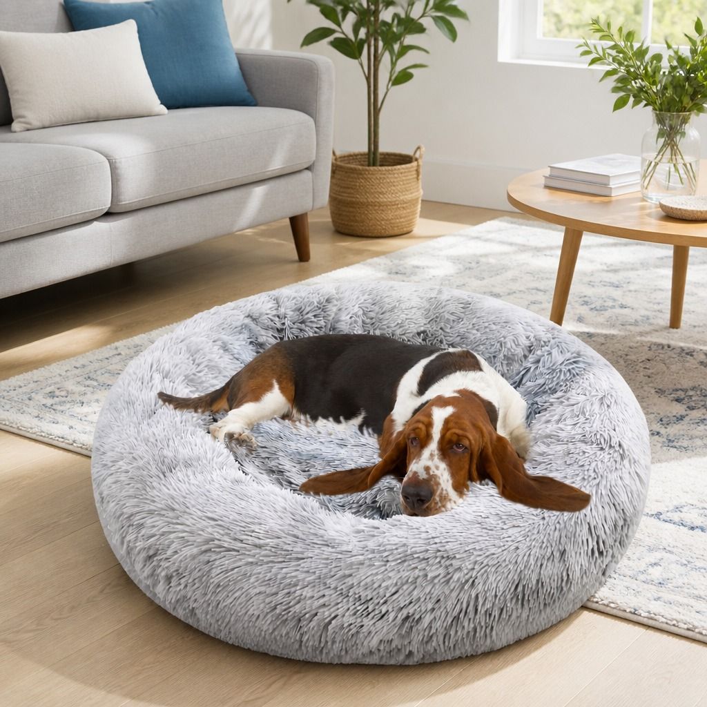 Dog Cat Pet Calming Bed Washable ZIPPER Cover Warm Soft Plush Round Sleeping 100 view 12