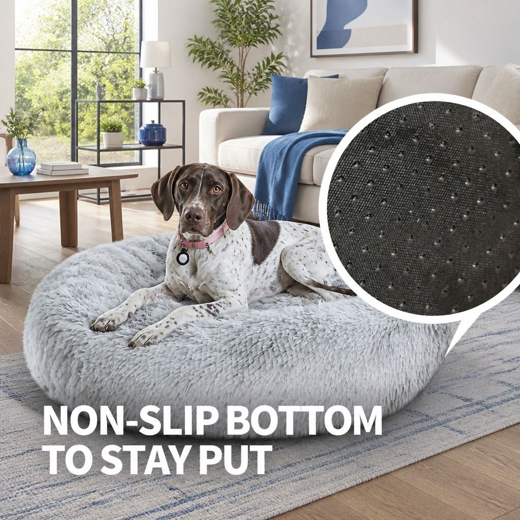 Dog Cat Pet Calming Bed Warm Soft Plush Round Nest Comfy Sleeping Washable Zip view 8