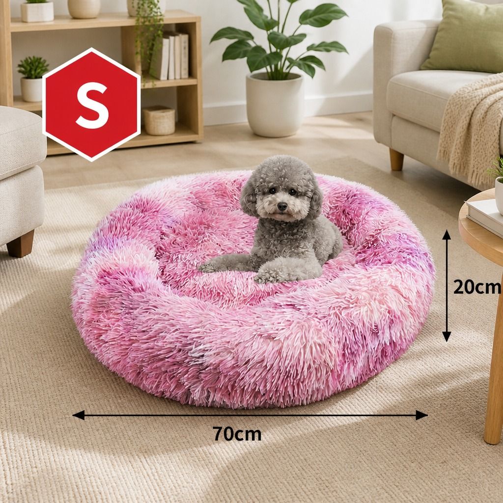 Dog Pet Cat Calming Bed Beds Large Mat Comfy Puppy Fluffy Donut Cushion Plush 70 view 3