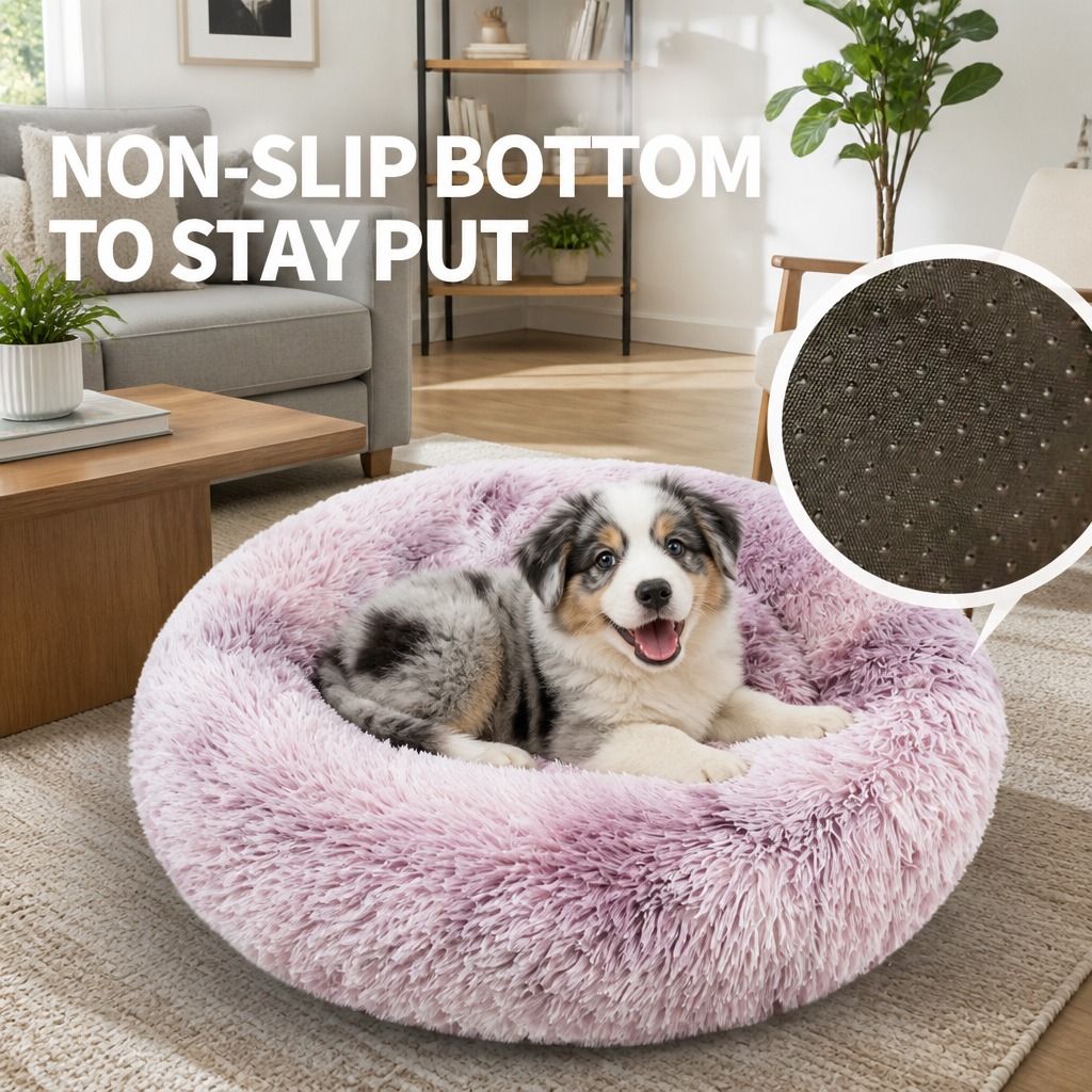 Dog Pet Cat Calming Bed Beds Large Mat Comfy Puppy Fluffy Donut Cushion Plush 70 view 9