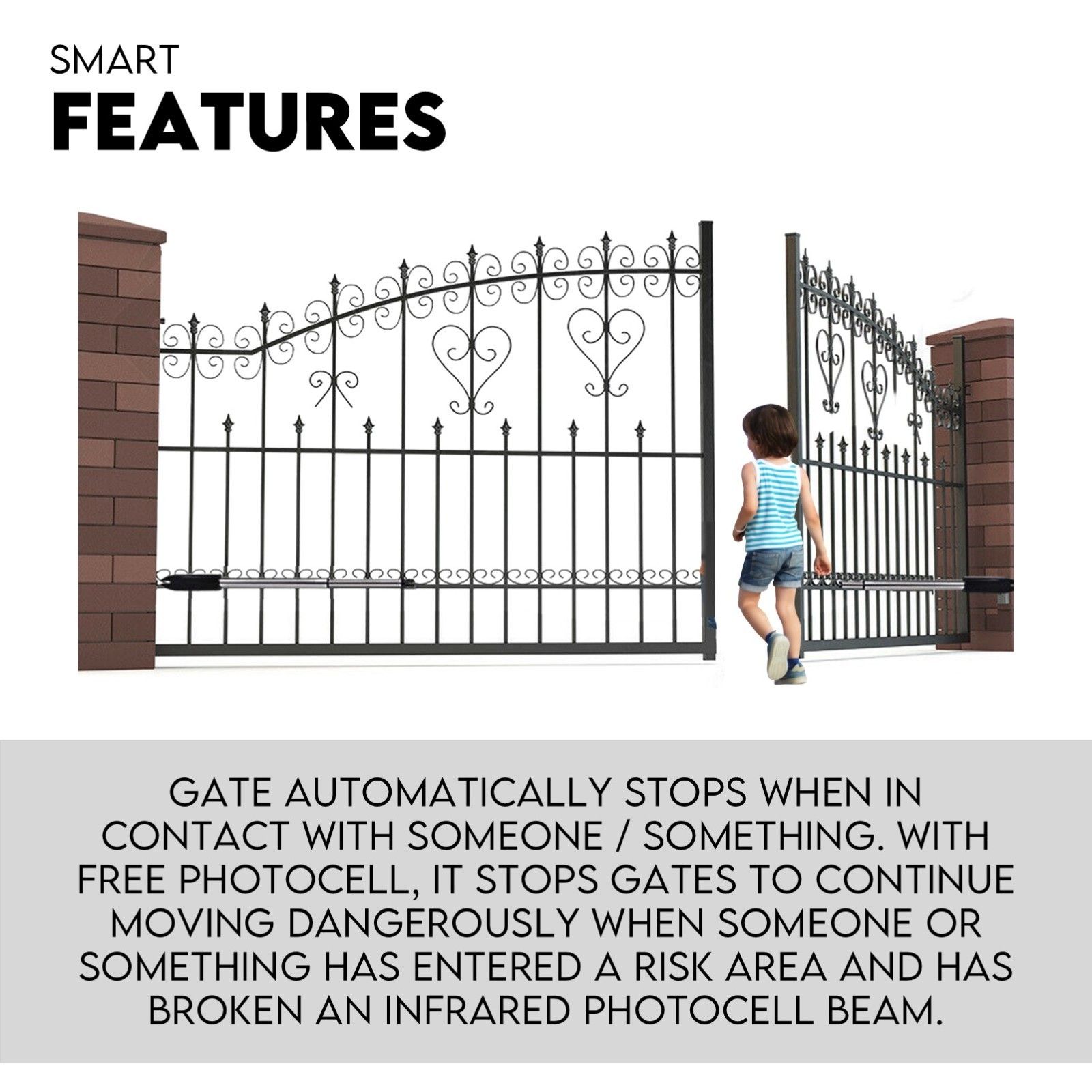 Double Swing Gate Opener Automatic Full Solar Power Kit Remote Control view 2
