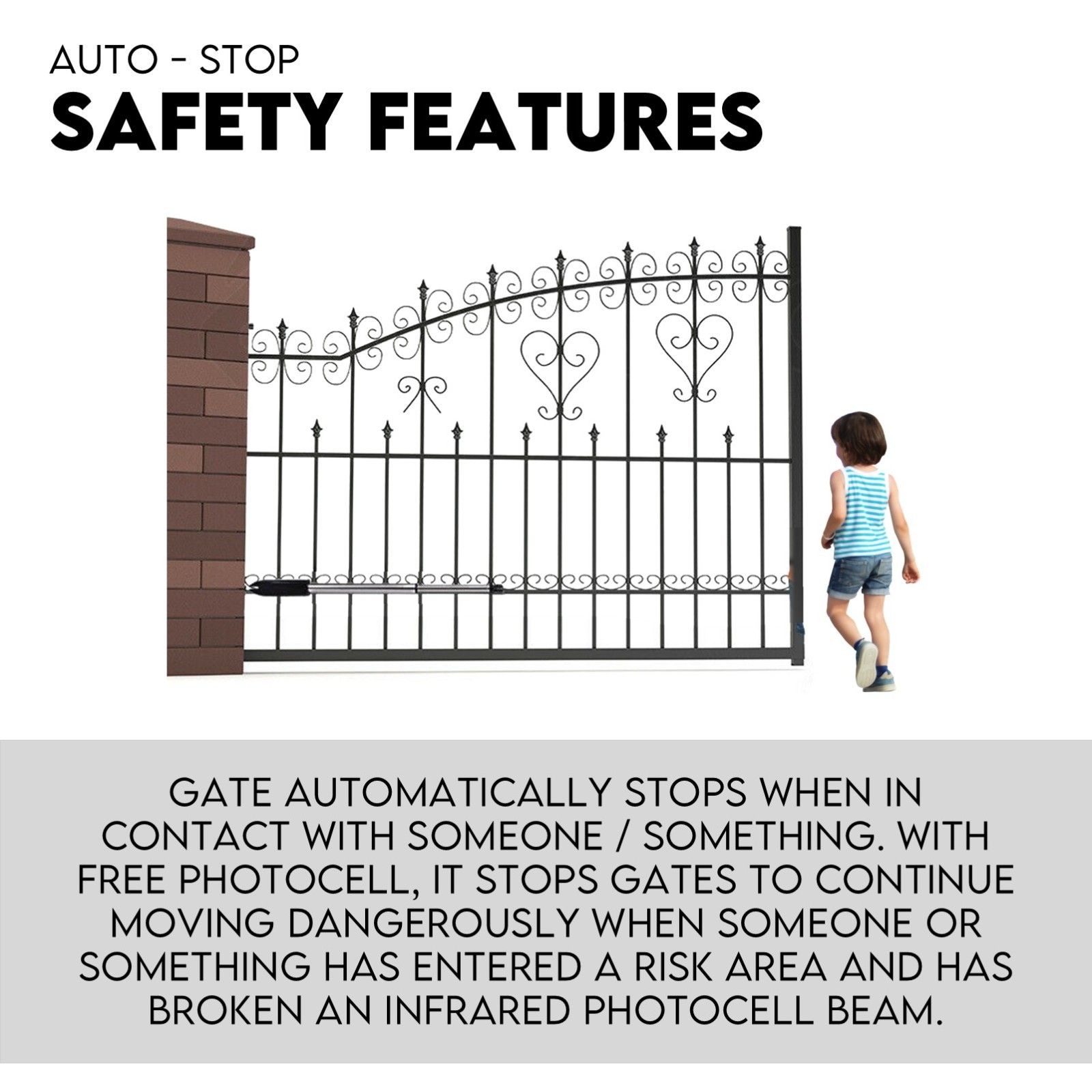 40W Full Solar Powered Automatic Remote Single Swing Gate Opener Battery view 2