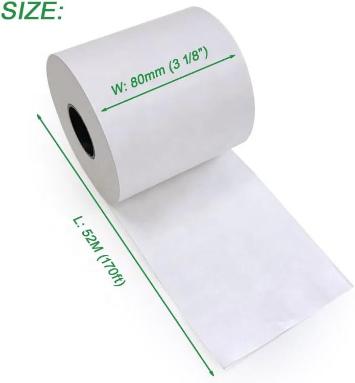 6 Rolls Linerless Printing Label Paper 80 mm × 52 m for Takeaway Shop Restaurant view 2