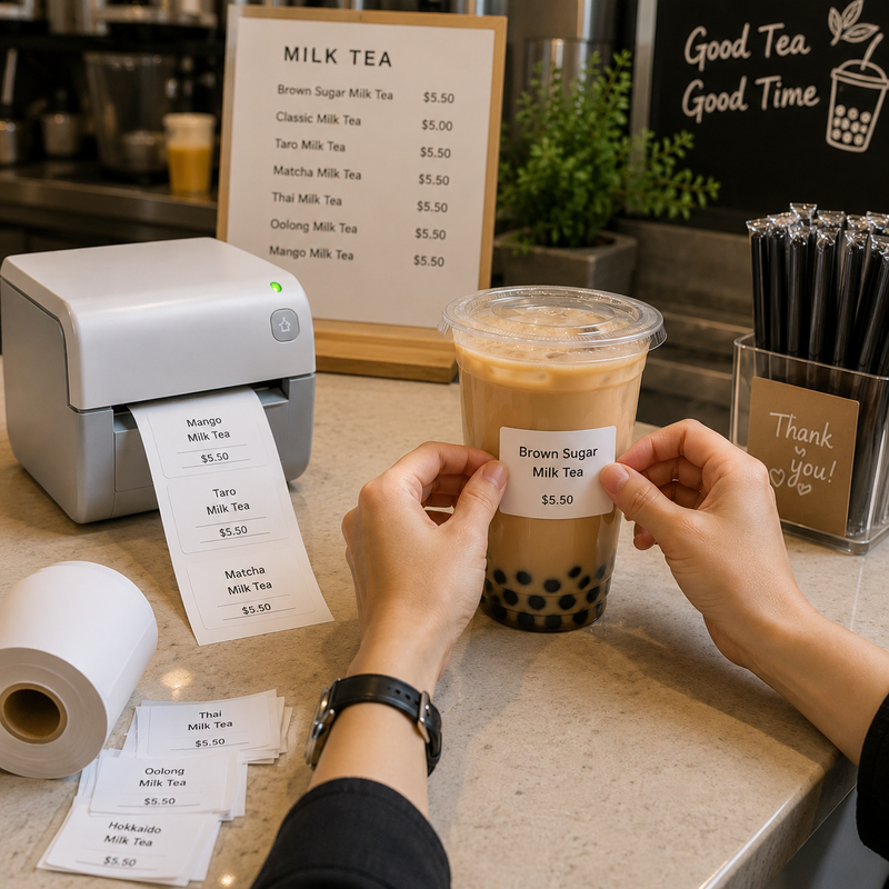 6 Rolls Linerless Printing Label Paper 80 mm × 52 m for Takeaway Shop Restaurant view 6