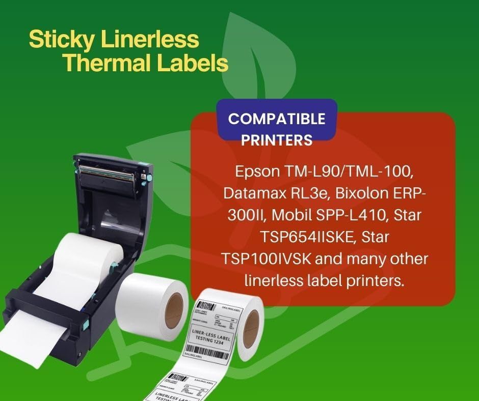 6 Rolls Linerless Printing Label Paper 80 mm × 52 m for Takeaway Shop Restaurant view 10