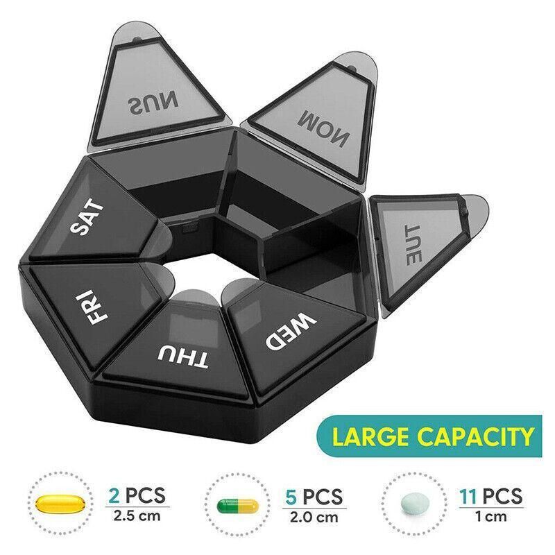 Weekly Pill Organiser 7 Day Medicine Box Tablet Case Dispenser 2 Pack - Orange view 4