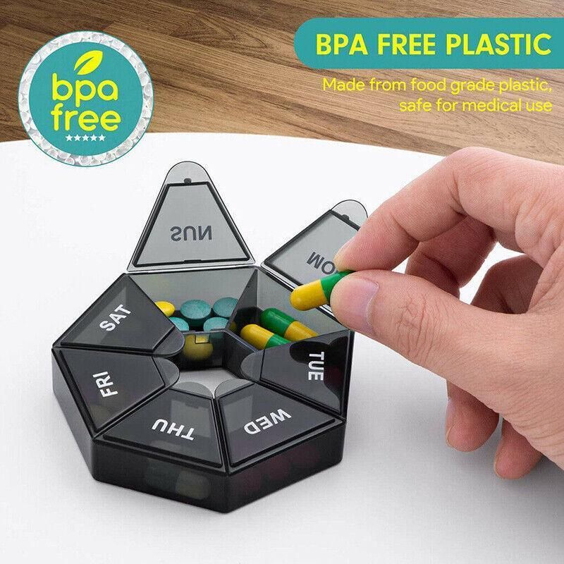 Weekly Pill Organiser 7 Day Medicine Box Tablet Case Dispenser 2 Pack - Orange view 6