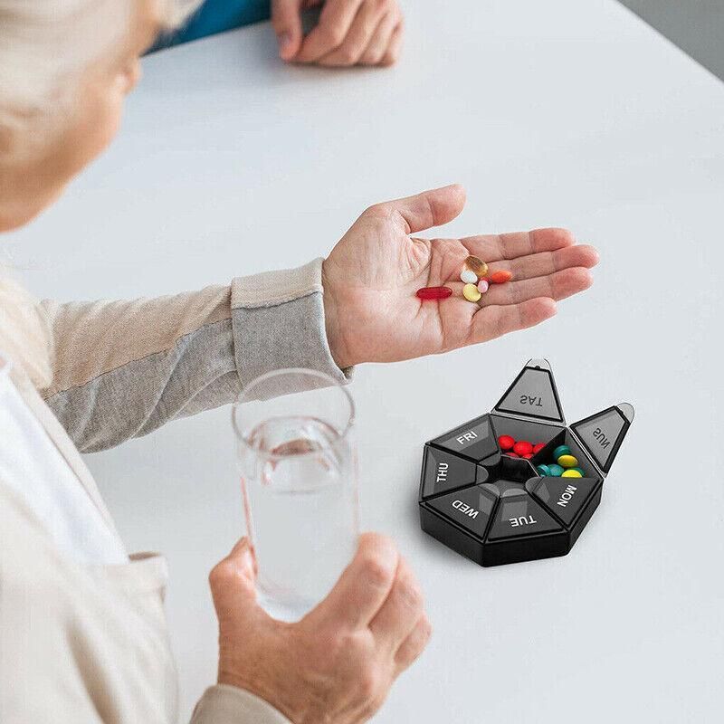 Weekly Pill Organiser 7 Day Medicine Box Tablet Case Dispenser 2 Pack - Orange view 8
