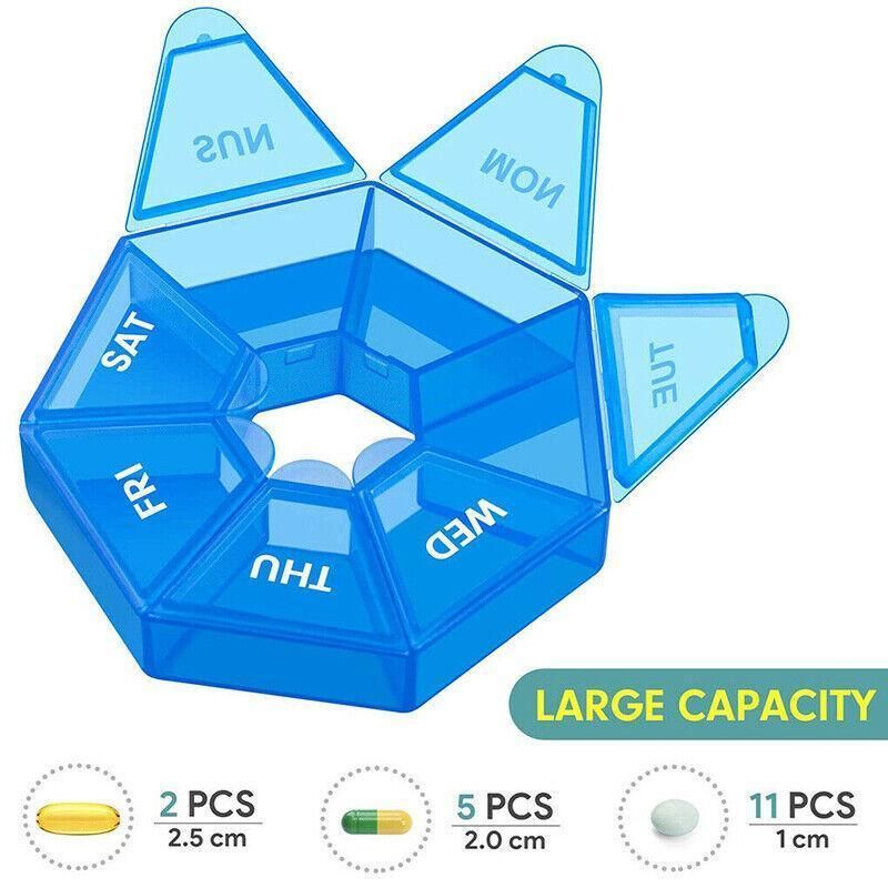 Weekly Pill Organiser 7 Day Medicine Box Tablet Case Dispenser 2 Pack - Orange view 12