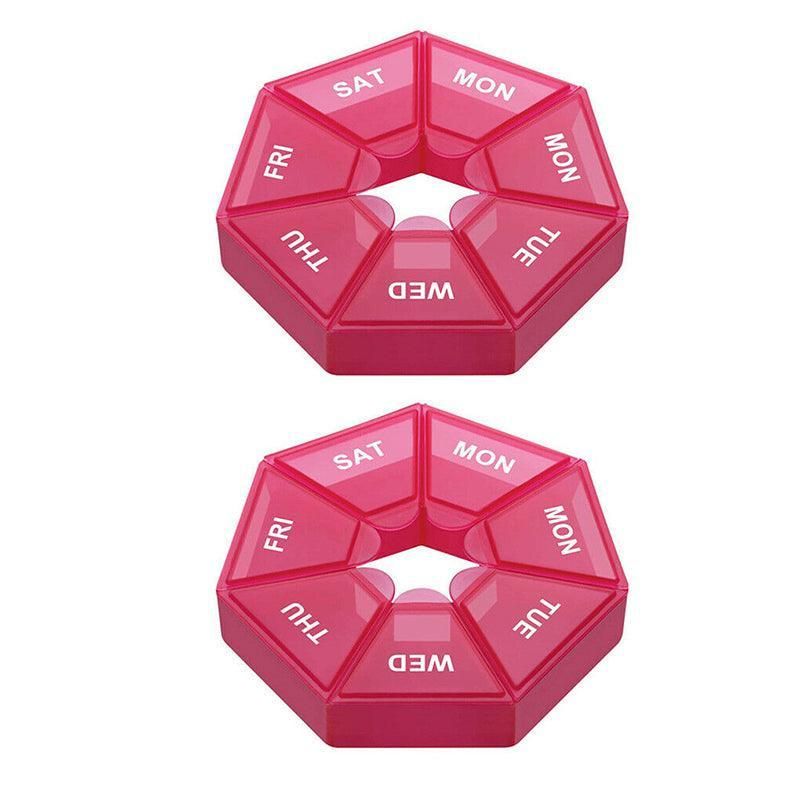 Weekly Pill Organiser 7 Day Medicine Box Tablet Case Dispenser 2 Pack - Red — image 1