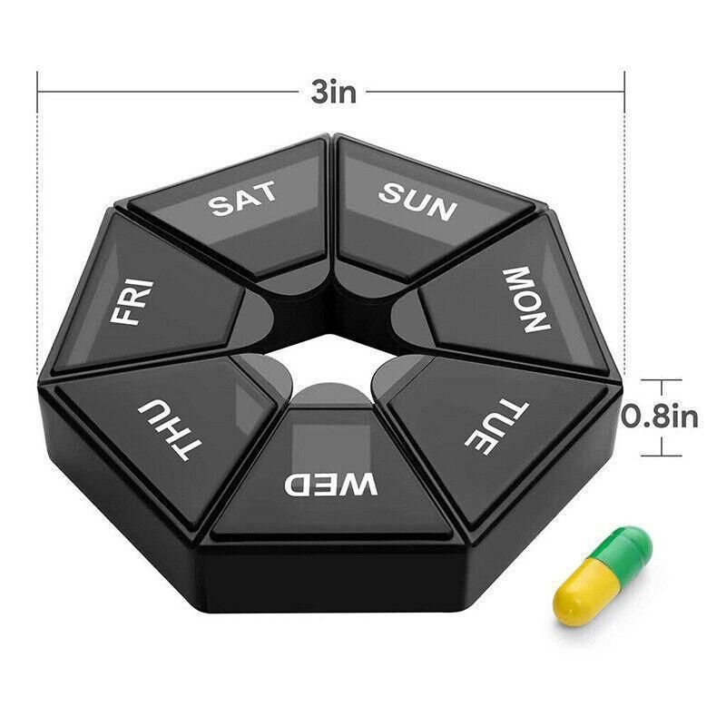Weekly Pill Organiser 7 Day Medicine Box Tablet Case Dispenser 2 Pack - Red view 7