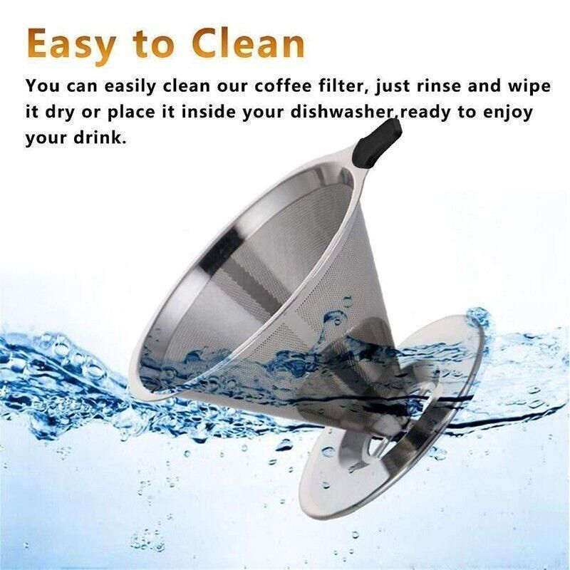 Coffee Tea Cup Drip Filter Mesh Holder Reusable Stainless Steel Pour Over Funnel view 7