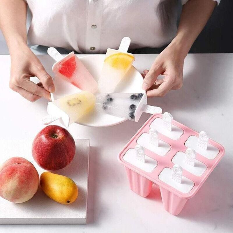 Silicone Ice Cream Mould Block Frozen Molds Icy Pole Jelly Popsicle - Pink-4Grid view 13