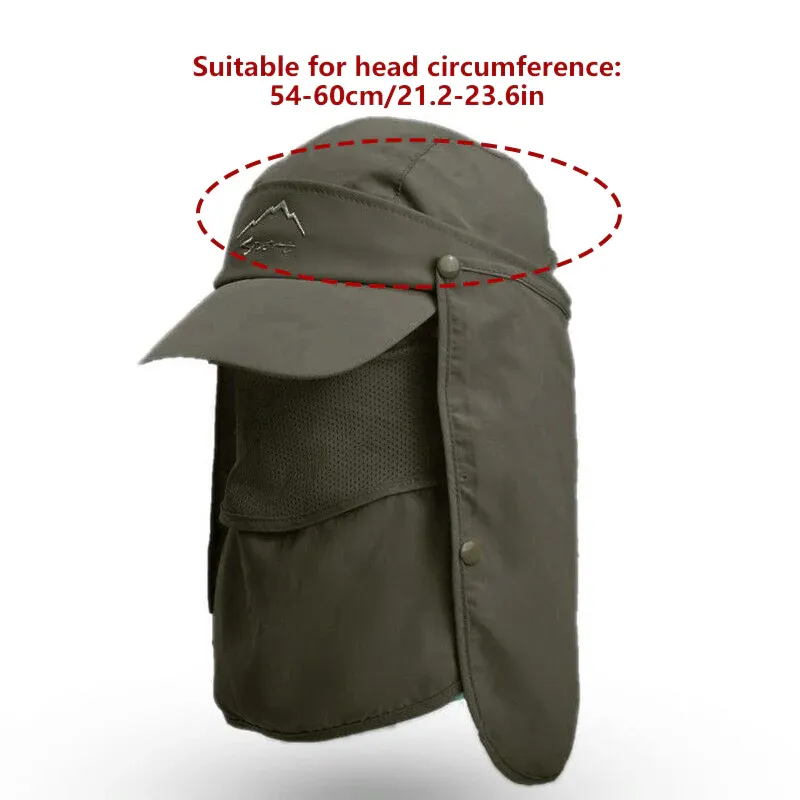 Unisex Face Neck Flap Hat Wide Brim Cap Hiking Fishing Sun Protection Outdoor view 5