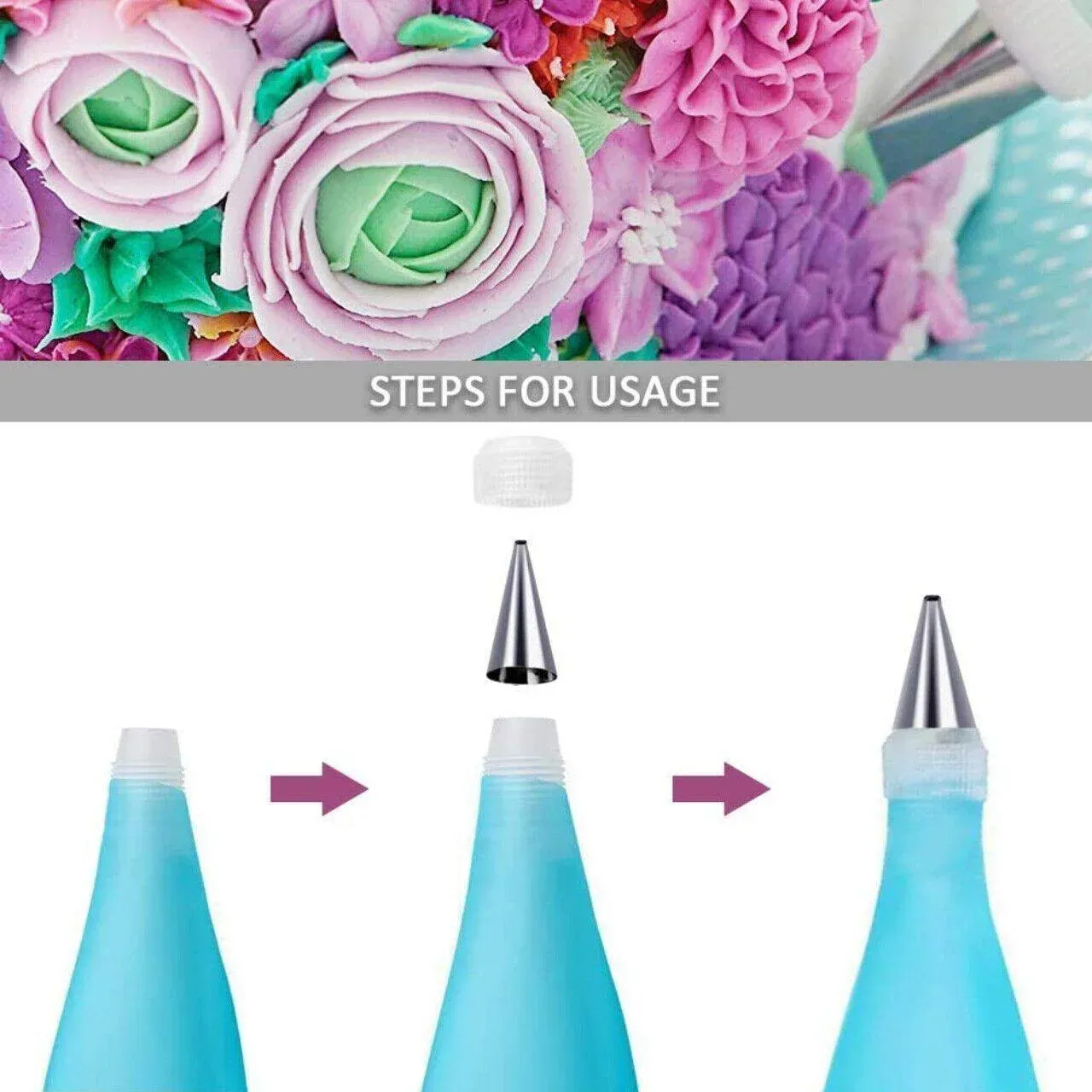 2/4PCS Reusable Silicone Pastry Bag DIY Icing Bags Cream Cake Decorating - 2 view 6