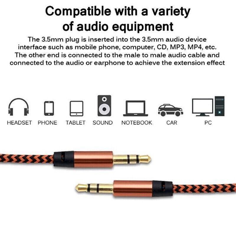AUX Cable 3.5mm Stereo Audio Input Extension Male to Male Auxiliary Car Cord view 4