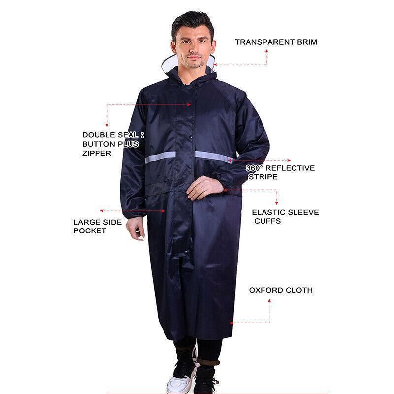 Unisex Waterproof Raincoat XL Size Lightweight Hooded Long Work Outdoor view 4