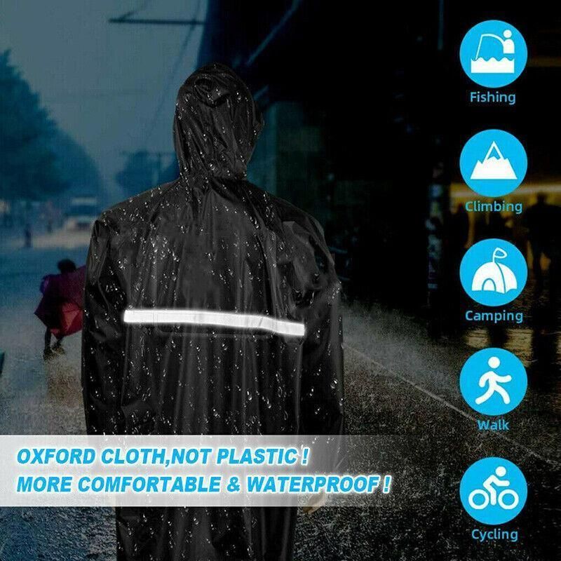 Unisex Waterproof Raincoat XL Size Lightweight Hooded Long Work Outdoor view 9