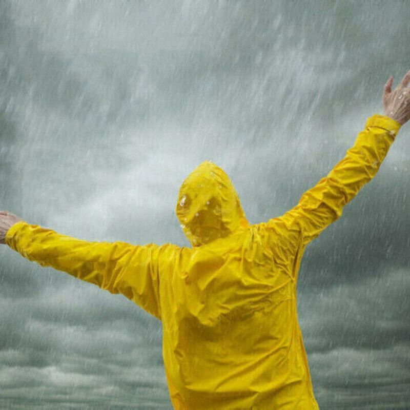 Unisex Waterproof Raincoat XL Size Lightweight Hooded Long Work Outdoor view 12