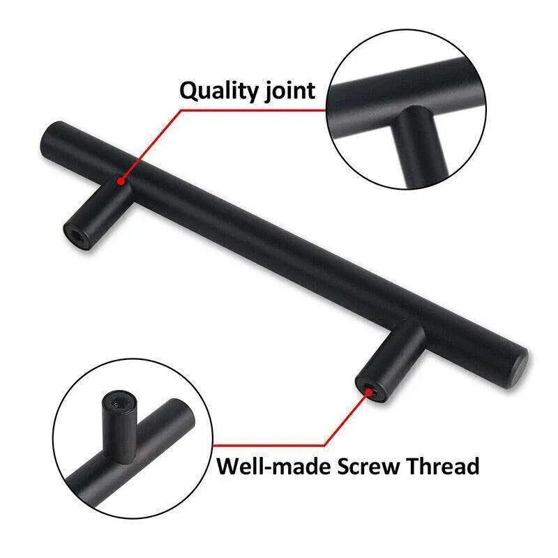 1pcs Black Kitchen Cabinet Door Handles Matte Black Stainless Steel Door view 4