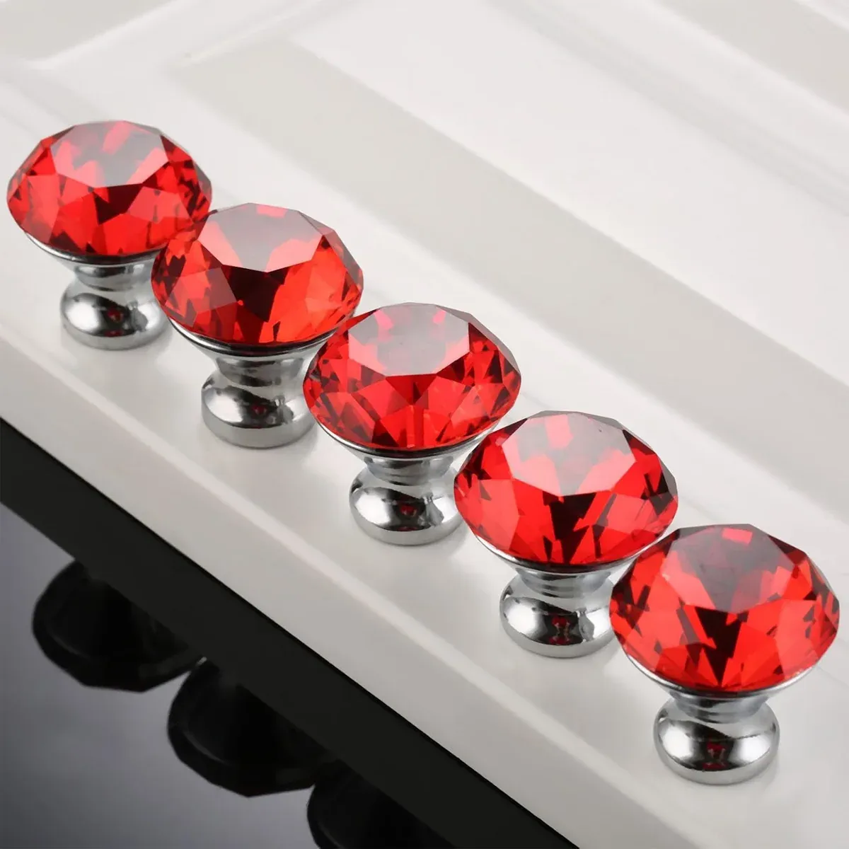 Door Knobs Handles Clear Crystal Diamond Glass Kitchen Cupboard Cabinet Pulls view 4