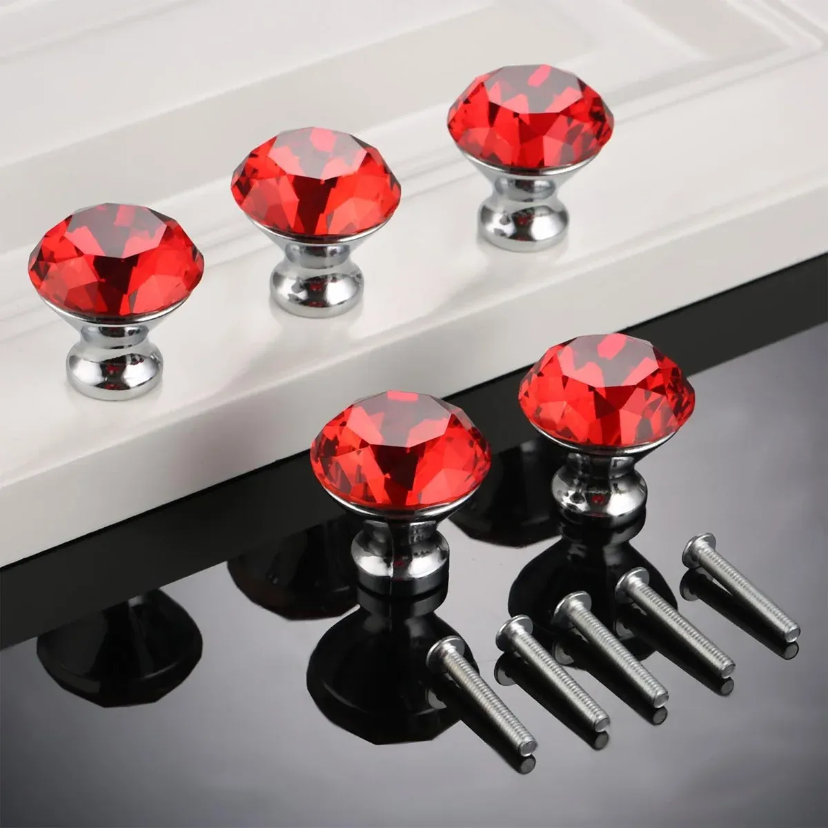 Door Knobs Handles Clear Crystal Diamond Glass Kitchen Cupboard Cabinet Pulls view 8