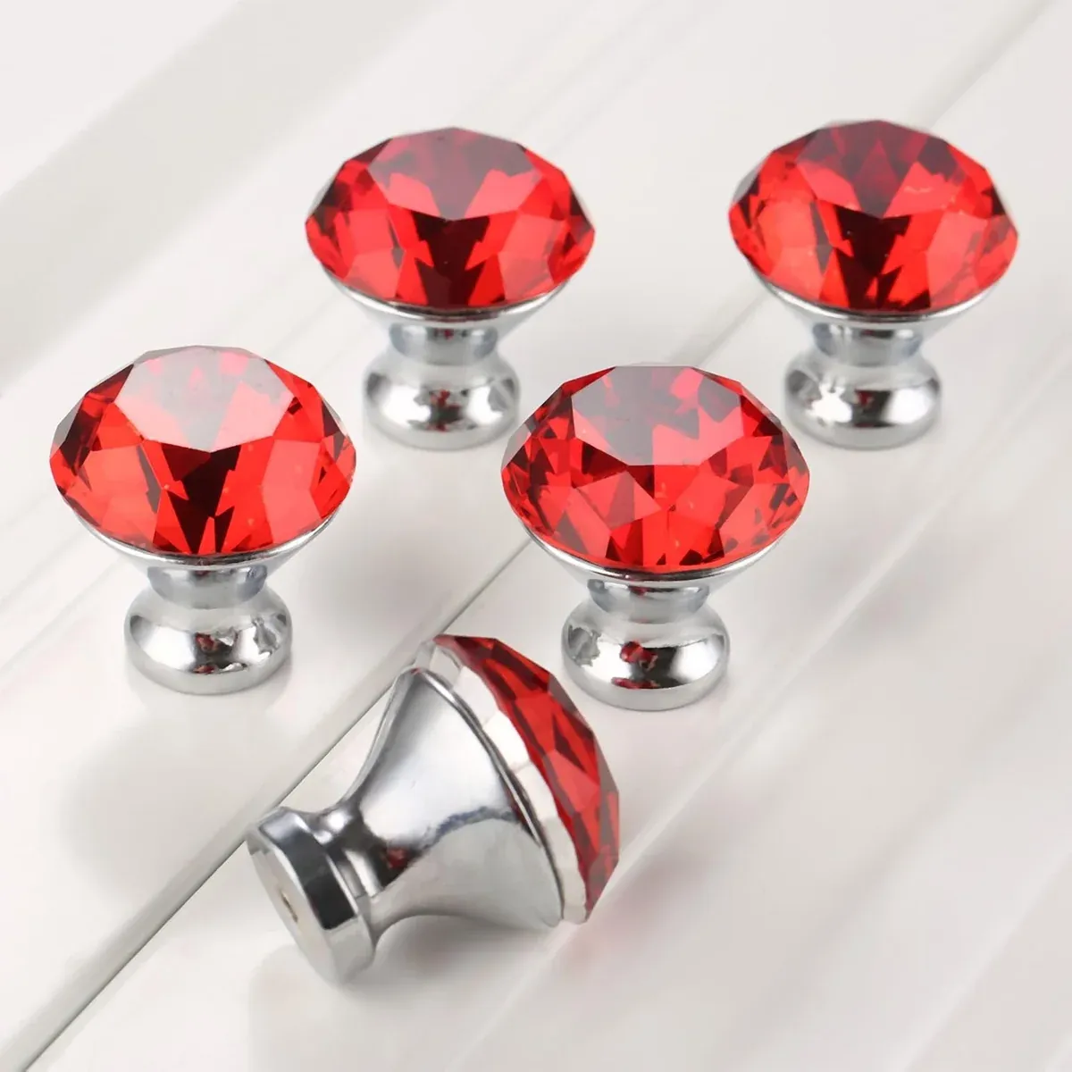 Door Knobs Handles Clear Crystal Diamond Glass Kitchen Cupboard Cabinet Pulls view 12