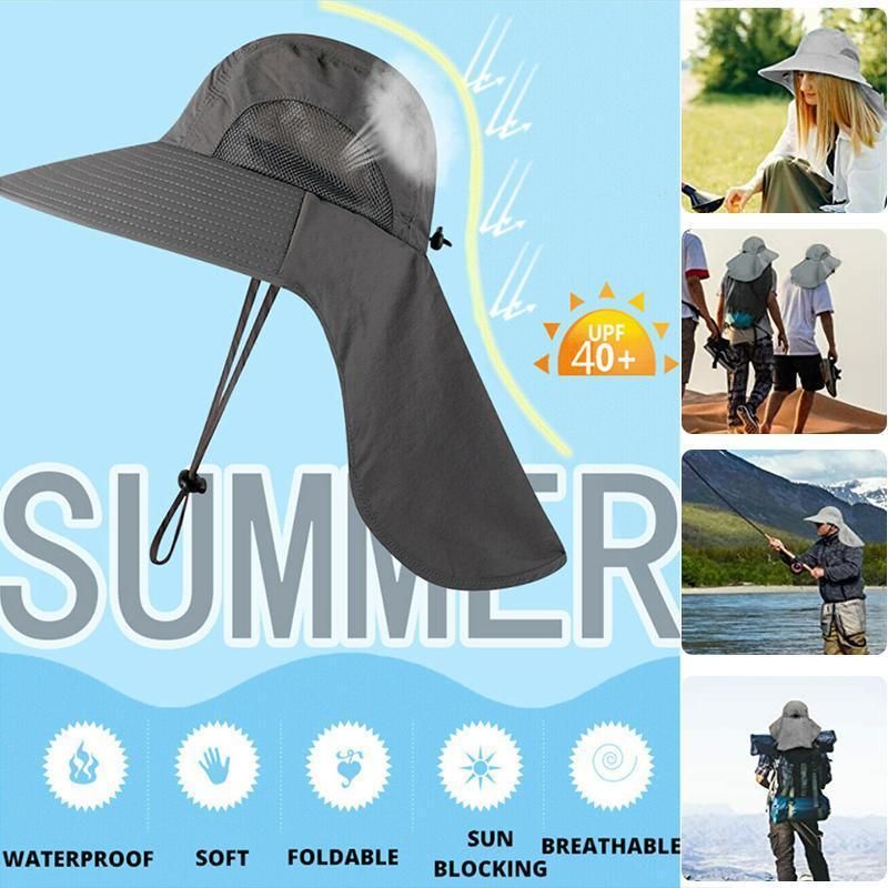 1x Neck Flap Cap Unisex Outdoor Sport Fishing Hat Sun Protection Wide Brim view 4