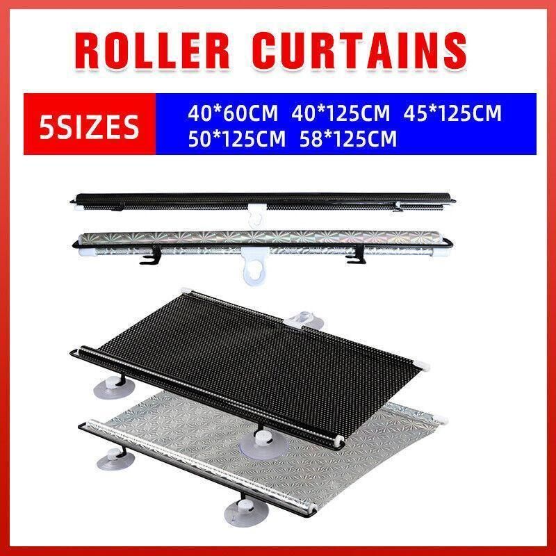 Silver Roller Blinds Suction Cup Sunshade Blackout Curtains Car Home Window view 2