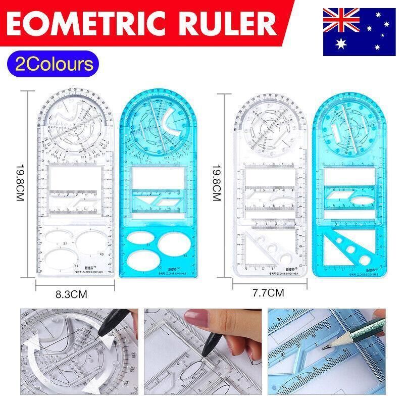 Multifunctional Geometric Ruler Student Mathematics Drawing Tools School view 2