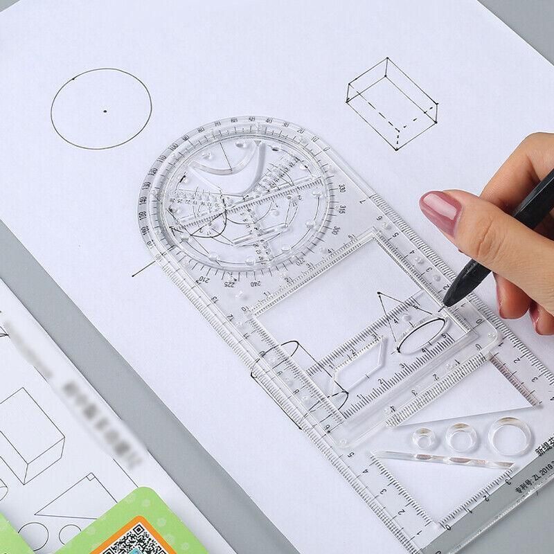 Multifunctional Geometric Ruler Student Mathematics Drawing Tools School view 6