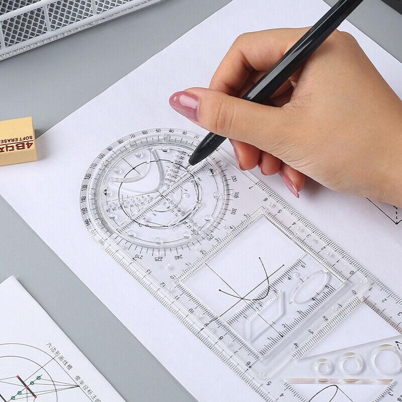 Multifunctional Geometric Ruler Student Mathematics Drawing Tools School view 7