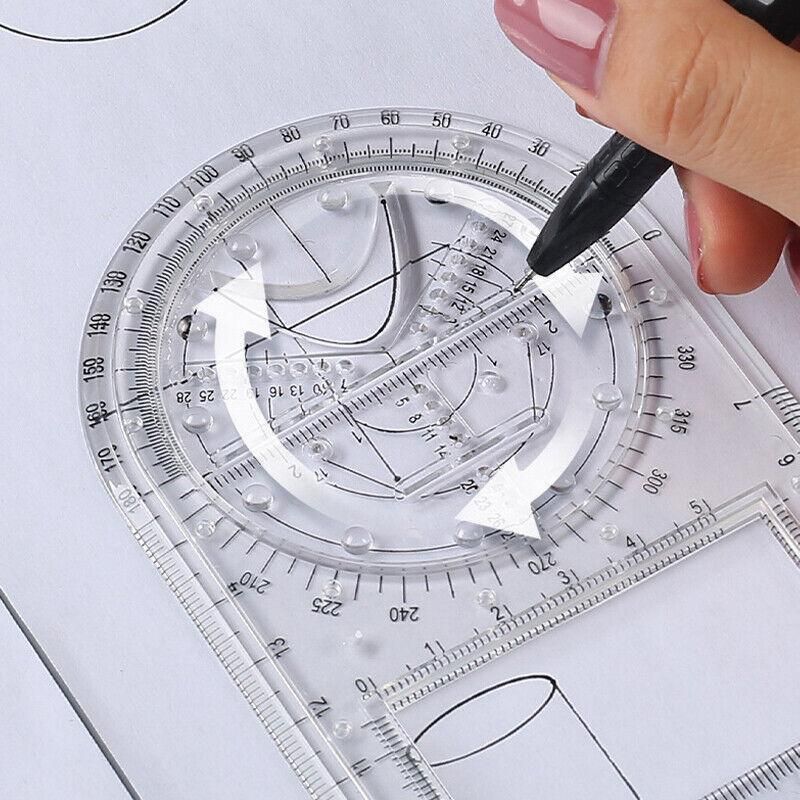 Multifunctional Geometric Ruler Student Mathematics Drawing Tools School view 10